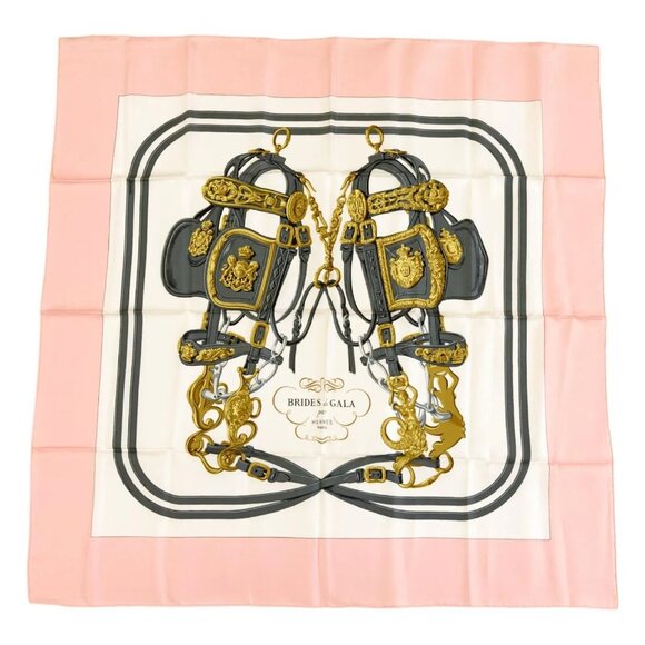 HERMES Silk Scarf Carre 90 Brides de GALA by Hugo Grygkar Pink White - Picture 1 of 7